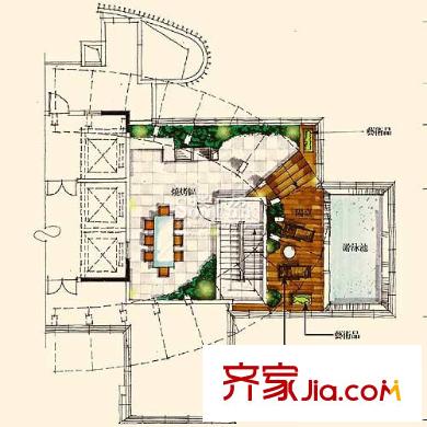 皇庭港湾户型图顶层复式二设计图屋顶 1室1厅1卫