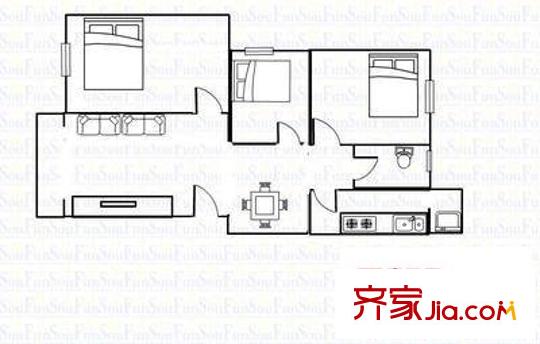 德兴花园 3室 户型图