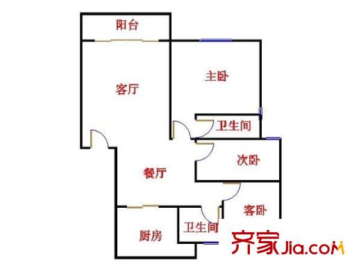 德兴花园 3室 户型图