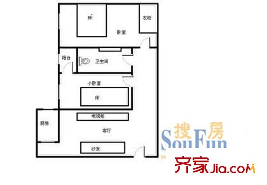 天泽花园 2室 户型图