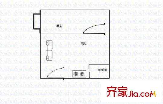 天泽花园 1室 户型图
