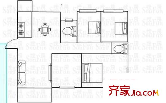 华联城市山林二期 3室 户型图