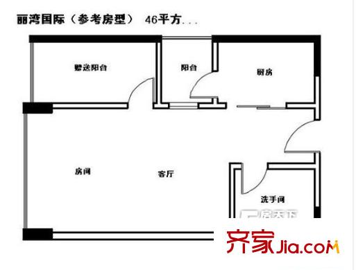 丽湾商务公寓 1室户型图