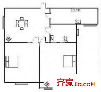 丽湾商务公寓户型图丽湾国际公寓 户型图3 2室1厅1卫1厨