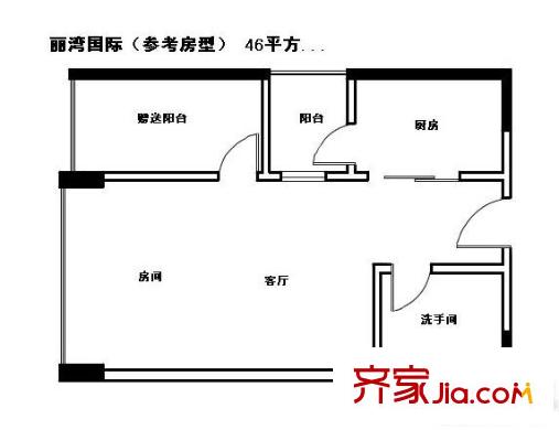 丽湾商务公寓 2室 户型图