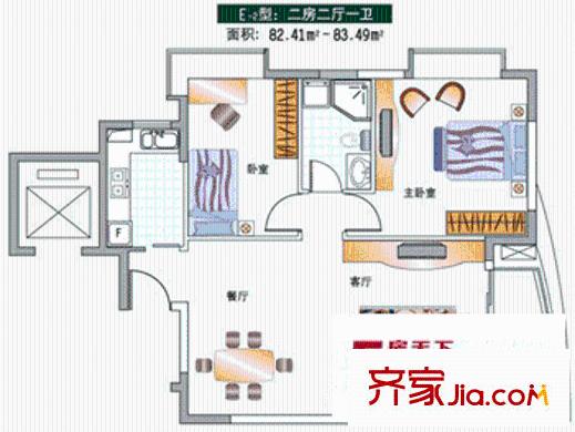 深圳 山海翠庐 2房 户型图