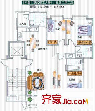 深圳 山海翠庐 3房 户型图