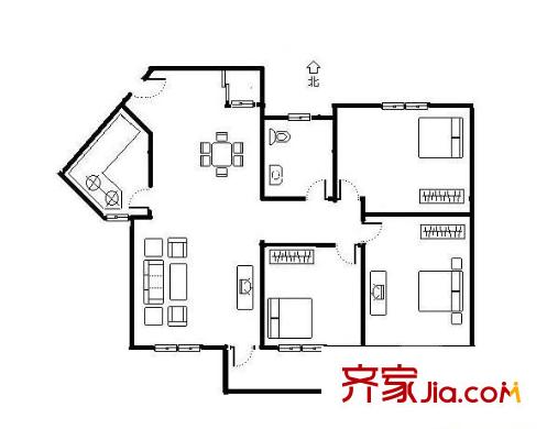 珠光花半里 3室 户型图