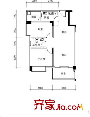 珠光花半里 2室 户型图