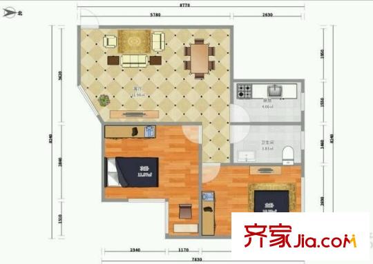 爱榕园 2室 户型图