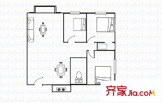 翡翠园山湖居 3室 户型图