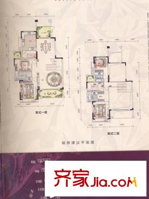 桃源居首府户型图11-12栋O户型 5室3卫