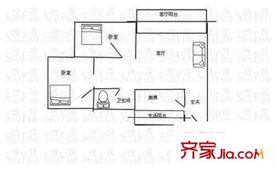 黄埔雅苑二期户型图户型图9 2室2厅1卫1厨