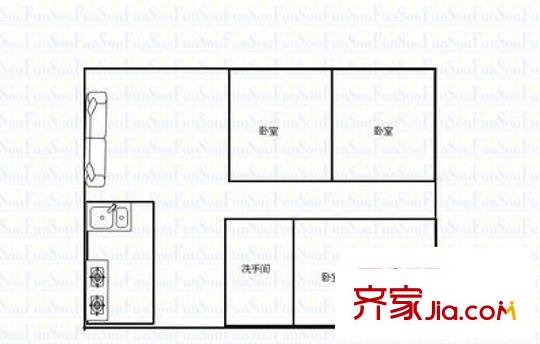 现代城梦想家园 1室 户型图