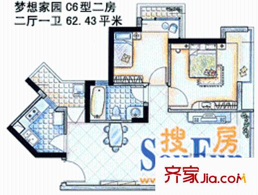 现代城梦想家园 2室 户型图