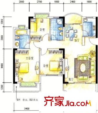 铭筑 3室 户型图