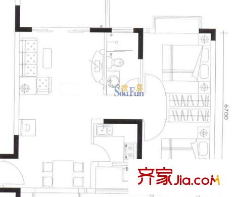 光彩新世纪家园户型图红磨坊 2室3厅1卫