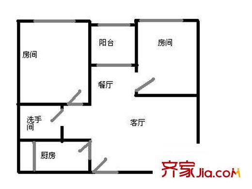 光彩新世纪家园户型图2房2厅1卫 2室2厅1卫1厨