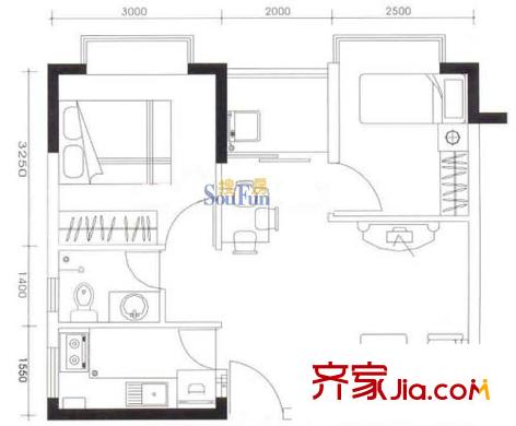 光彩新世纪家园户型图重金属 2室2厅2卫