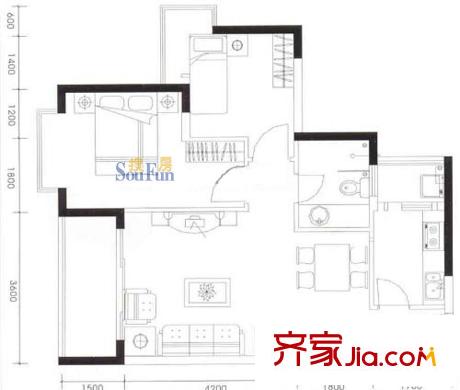 光彩新世纪家园户型图甜蜜蜜 2室3厅1卫