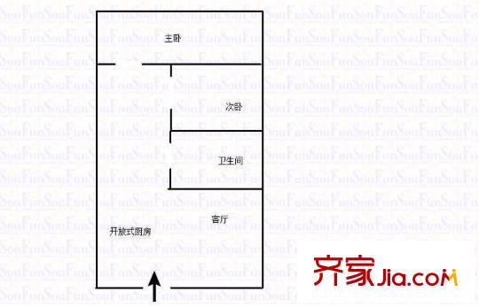 艺华花园 1室 户型图