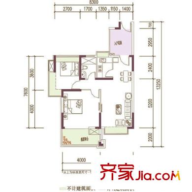 金域豪庭户型图三期户型3 偶数层 2室2厅1卫