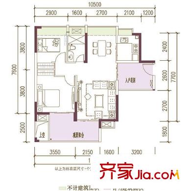 金域豪庭户型图三期户型5A 2室2厅1卫