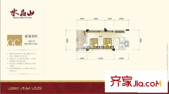 盛龙花园二期户型图GC 1室1卫1厨