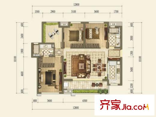 万科公园里3期 4室 户型图