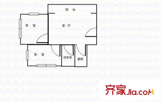 马家龙小区 2室 户型图