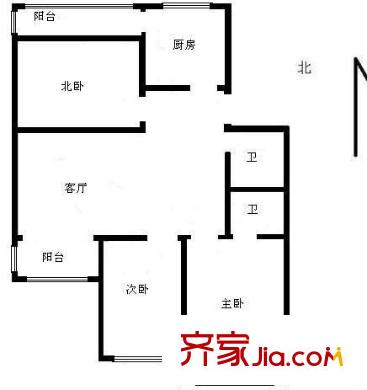 马家龙小区 3室 户型图