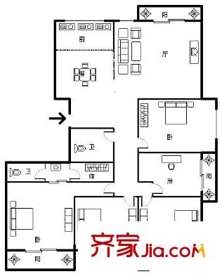 鸿瑞花园 4室 户型图
