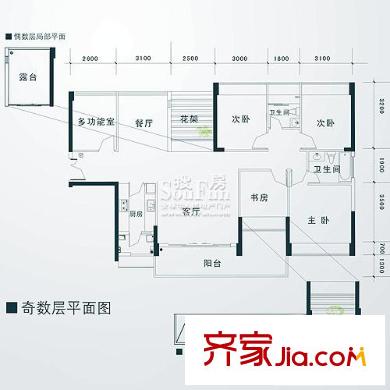 徽王府户型图荷塘月色 4室2厅2卫