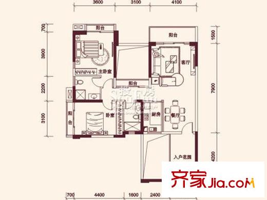 南光城市花园户型图南光户型E户型二房二厅108平 2室2厅