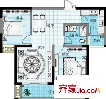 欧意轩花园 2室 户型图