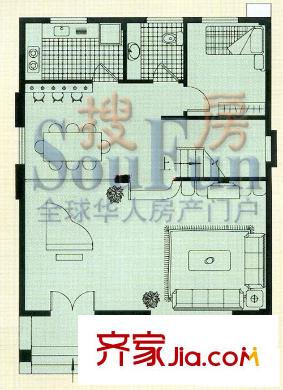 万博翠湖花园户型图1室2厅户型图 1室2厅1卫1厨