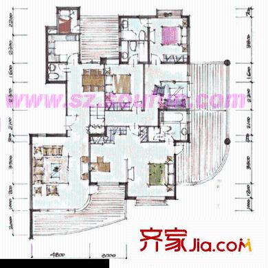御景东方户型图8-11栋标准户型 3室
