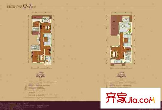 颐杰鸿泰狮子湖L2-2联排二层、三层户型图 4室2厅4卫