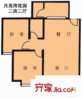 月亮湾花园户型图户型图3 2室2厅1卫1厨
