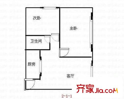 后海公馆 2室 户型图