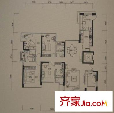 兰溪谷二期户型图三房二厅二卫一厨 3室2厅2卫1厨