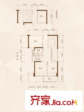 阳光里户型图G3户型 2室2厅1卫1厨
