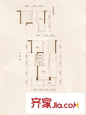 阳光里户型图A户型 1室1厅1卫1厨