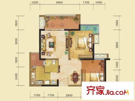 阳光里 2室 户型图
