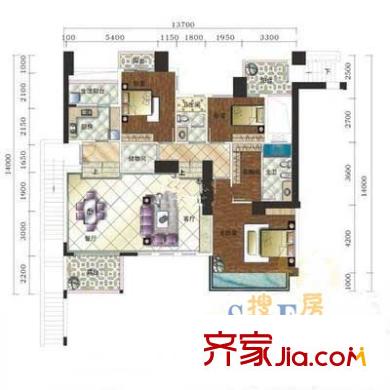 城市山谷公寓户型图城市山谷 户型图9 3室2厅2卫1厨