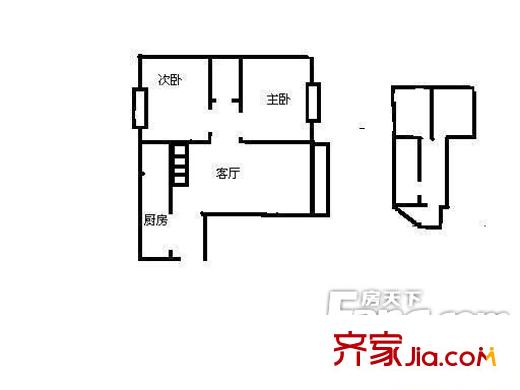 百合山庄户型图复式四房两厅两卫面积约76平方米 4室2厅2卫1厨