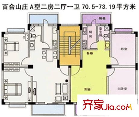 百合山庄 2室 户型图