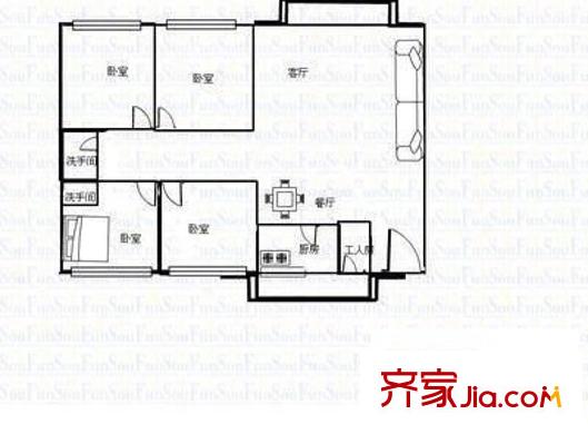 蔚蓝海岸三期 4室 户型图