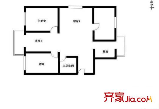 前海花园 3室 户型图