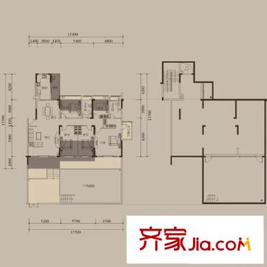 绿景城市立方户型图4B栋1/5B栋1/6B栋1层B户型 4室2厅2卫